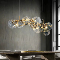 Suspension élégante en verre et métal doré E14 | Marco Lucetti