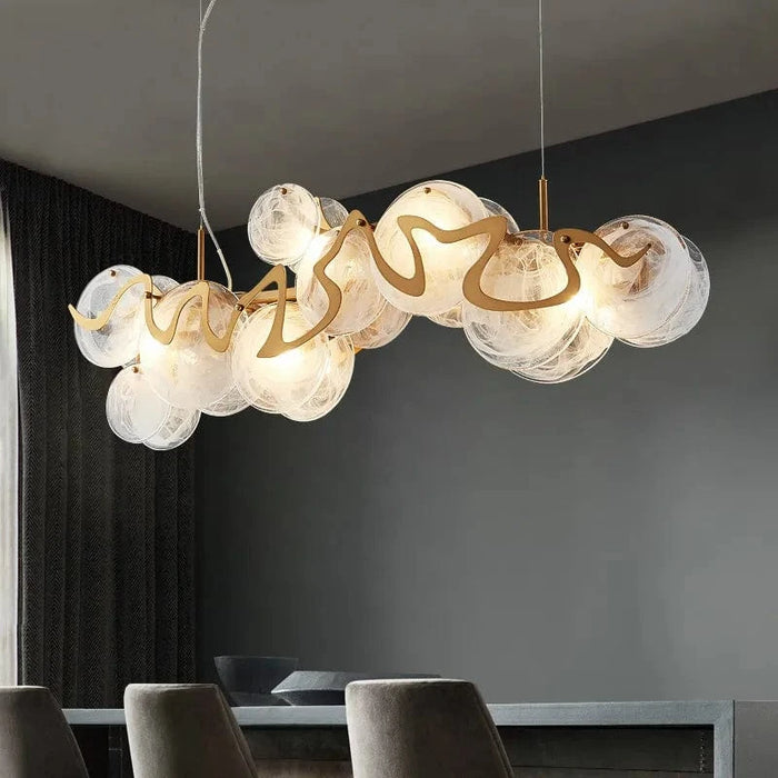 Suspension élégante en verre et métal doré E14 | Marco Lucetti