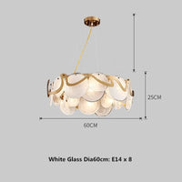 Suspension élégante en verre et métal doré E14 | Marco Lucetti Blanc D60cm 8 lumières / Lumière blanche 6500K