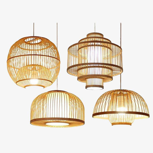 Suspension en bambou LED - Cylindres style Asian | Marco Lucetti