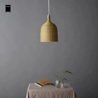 Suspension en bambou, osier et rotin - Panier Seau Luminaire Rustique Asiatique - Lampe Suspendue Luminaire Design pour la Salle à Manger | Marco Lucetti