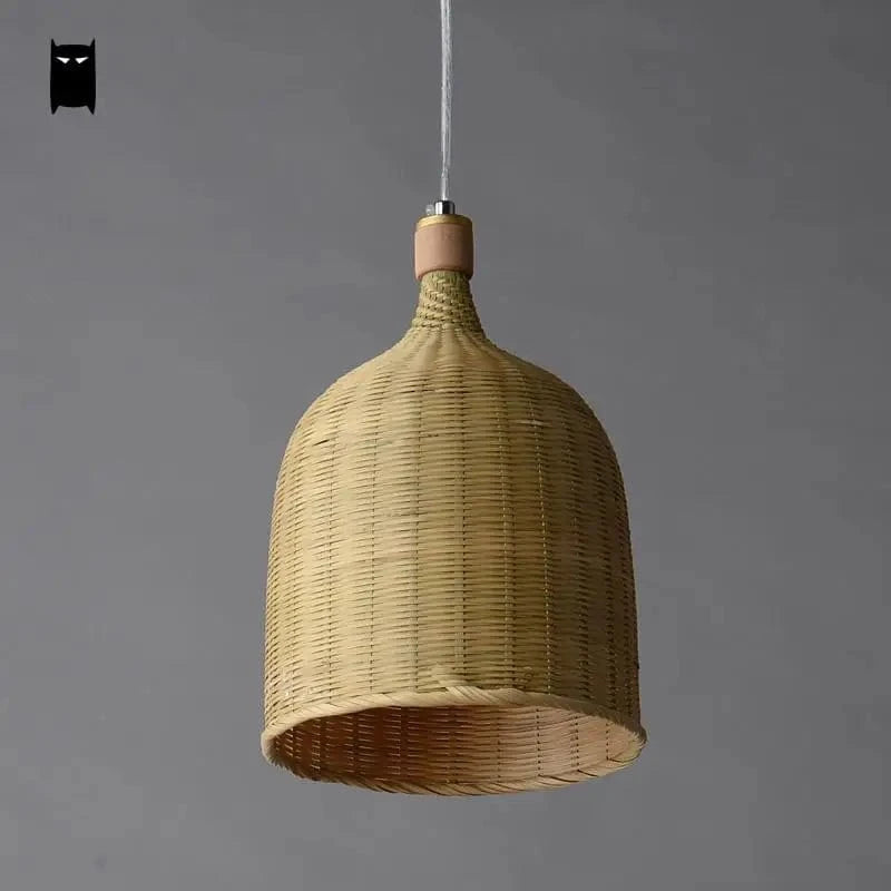Suspension en bambou, osier et rotin - Panier Seau Luminaire Rustique Asiatique - Lampe Suspendue Luminaire Design pour la Salle à Manger | Marco Lucetti