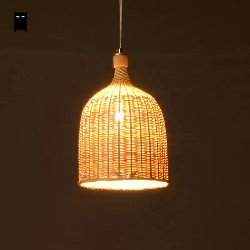 Suspension en bambou, osier et rotin - Panier Seau Luminaire Rustique Asiatique - Lampe Suspendue Luminaire Design pour la Salle à Manger | Marco Lucetti