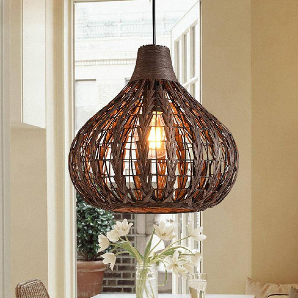 Suspension en bambou Rattan, couleur marron intense | Marco Lucetti