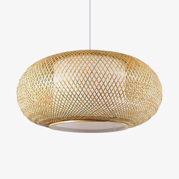 Suspension japonaise en bambou tressé oval.
