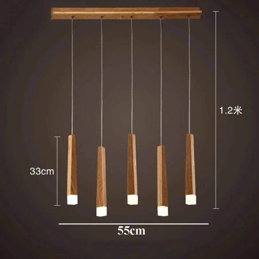 Suspension en bois contemporain | Marco Lucetti 5 tête / Blanc