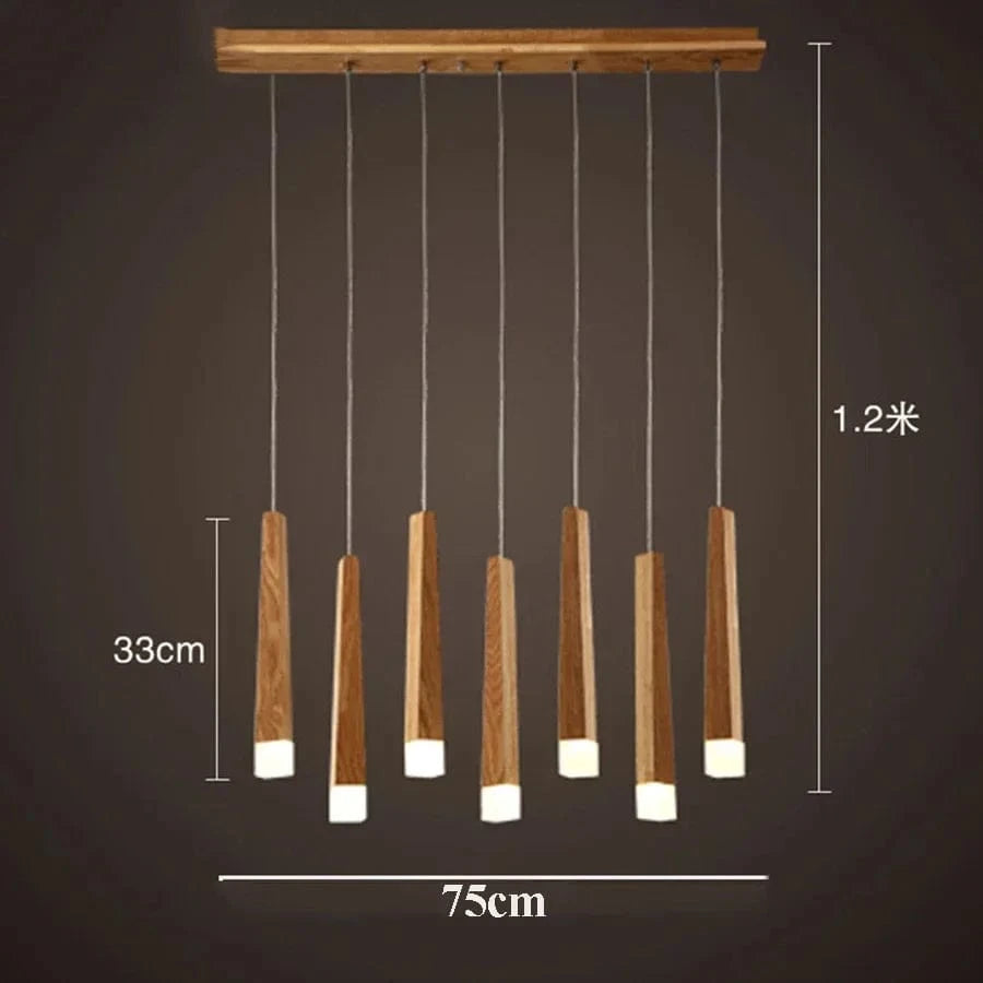 Suspension en bois contemporain | Marco Lucetti 7 tête / Blanc