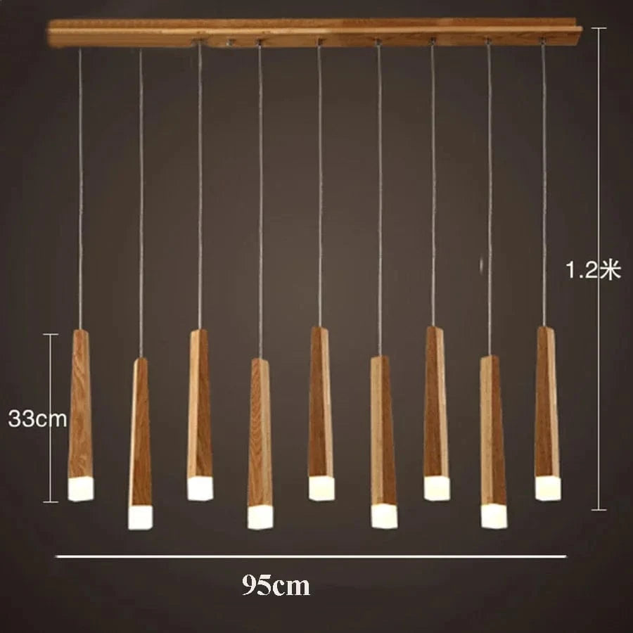 Suspension en bois contemporain | Marco Lucetti 9 tête / Blanc