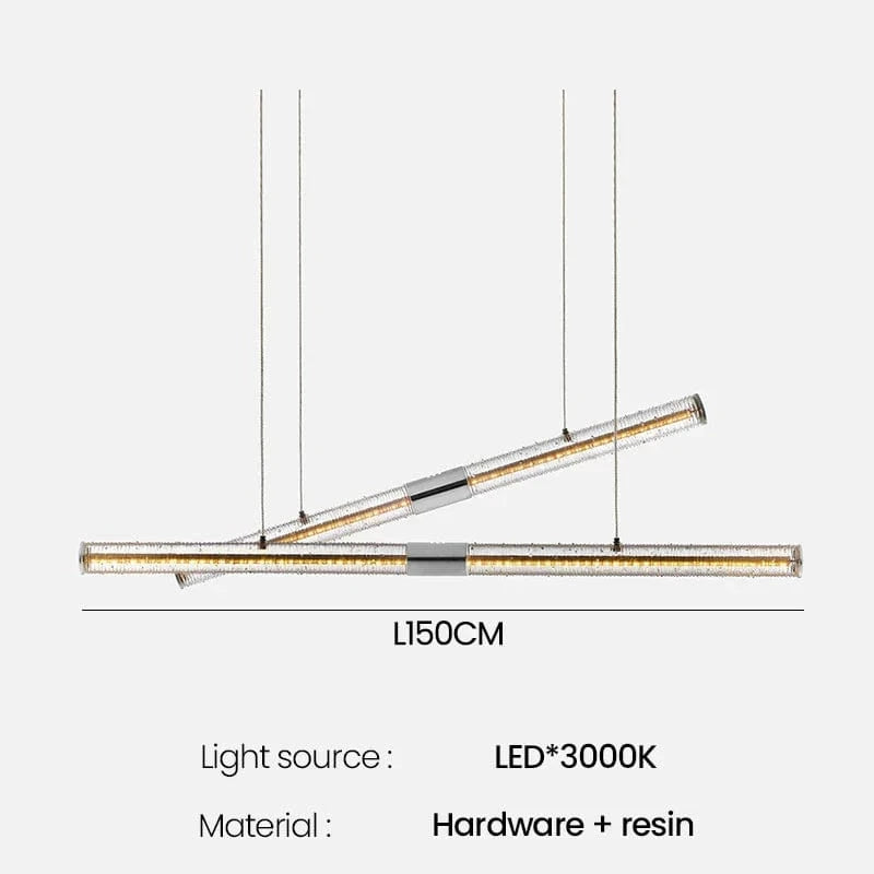 Suspension en bois design nordique moderne avec LED gradable | Marco Lucetti L150CM / Blanc chaud