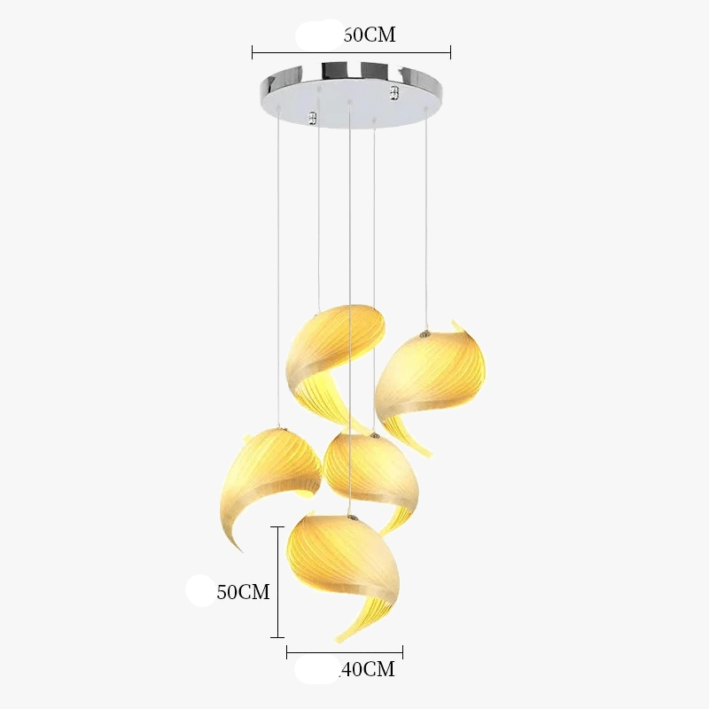 Suspension en bois japonaise - Ligne Longue | Marco Lucetti 5 lampes