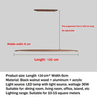 Suspension en bois LED linéaire pour îlot de cuisine - Éclairage moderne pour salle à manger et salon | Marco Lucetti