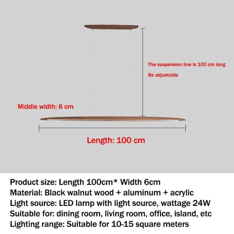 Suspension en bois LED linéaire pour îlot de cuisine - Éclairage moderne pour salle à manger et salon | Marco Lucetti