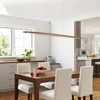 Suspension en bois LED linéaire pour îlot de cuisine - Éclairage moderne pour salle à manger et salon | Marco Lucetti