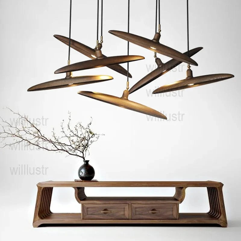 Suspension en bois - Lustre design minimaliste pour salle à manger, restaurant et hôtel | Marco Lucetti