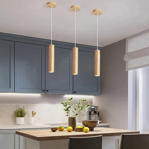Suspension en bois moderne LED pour salle à manger, chambre et restaurant | Marco Lucetti