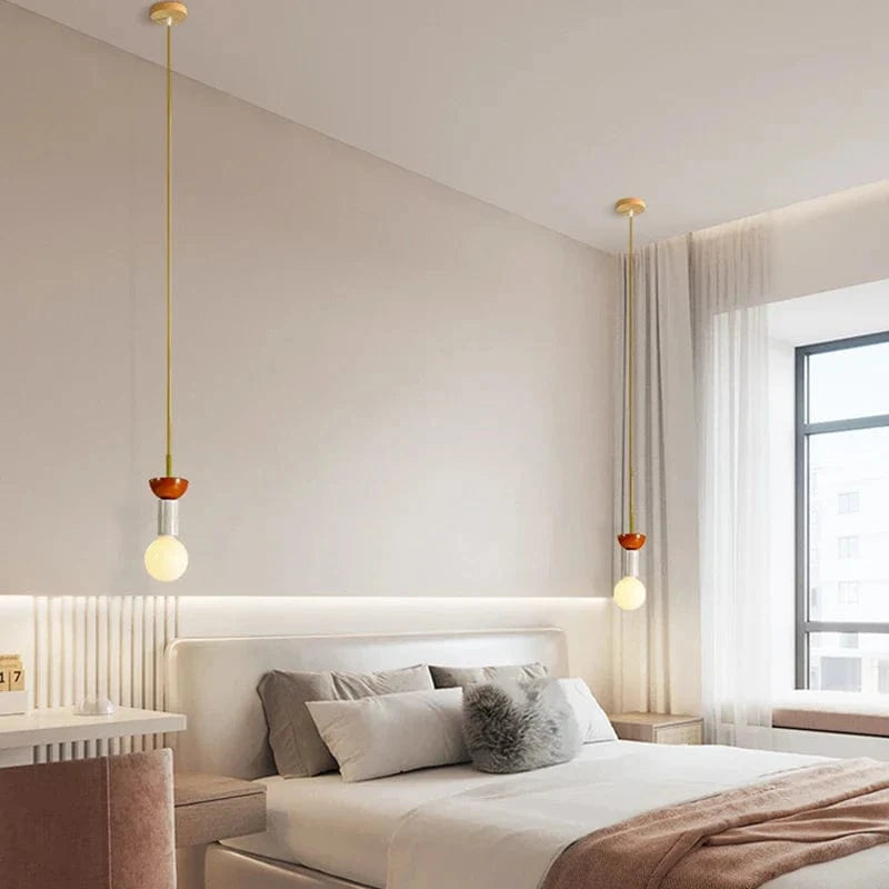 Suspension en bois moderne pour chambre nordique - Lustre en bois coloré avec LED pour décoration intérieure | Marco Lucetti