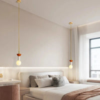 Suspension en bois moderne pour chambre nordique - Lustre en bois coloré avec LED pour décoration intérieure | Marco Lucetti