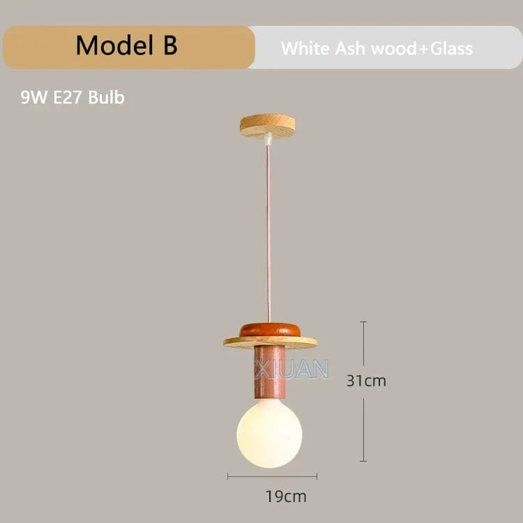 Suspension en bois moderne pour chambre nordique - Lustre en bois coloré avec LED pour décoration intérieure | Marco Lucetti B / Lumière chaude
