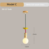 Suspension en bois moderne pour chambre nordique - Lustre en bois coloré avec LED pour décoration intérieure | Marco Lucetti C / Lumière chaude