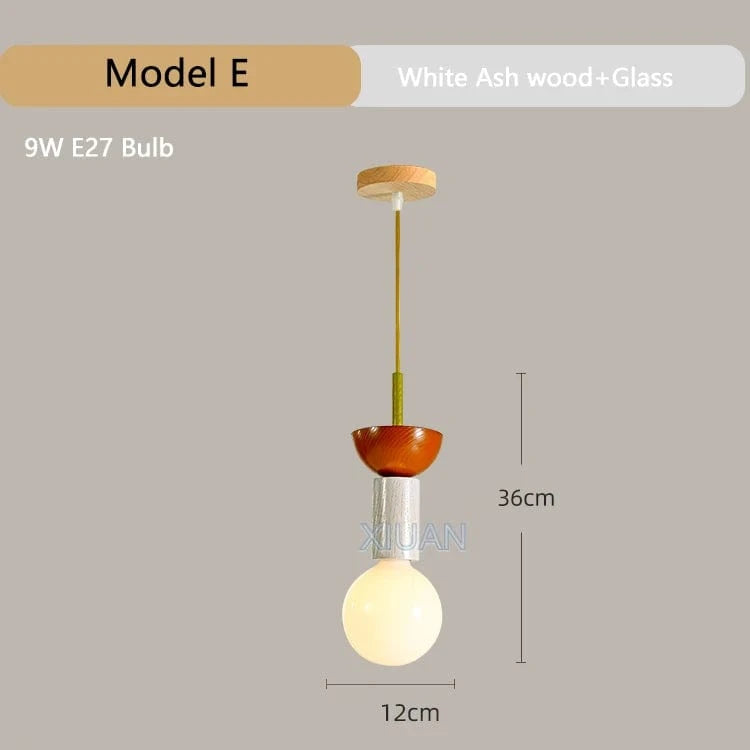 Suspension en bois moderne pour chambre nordique - Lustre en bois coloré avec LED pour décoration intérieure | Marco Lucetti E / Lumière chaude