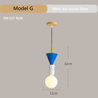 Suspension en bois moderne pour chambre nordique - Lustre en bois coloré avec LED pour décoration intérieure | Marco Lucetti G / Lumière chaude