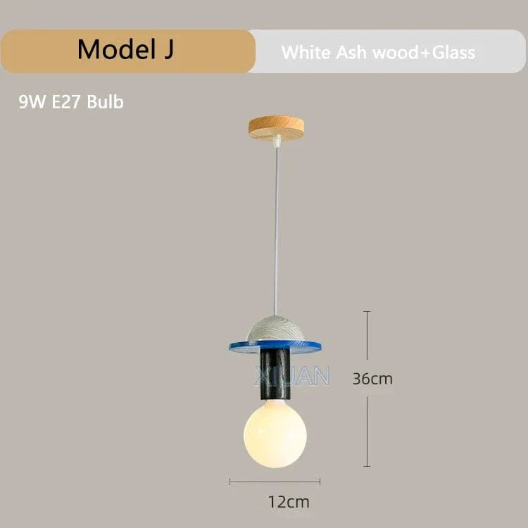 Suspension en bois moderne pour chambre nordique - Lustre en bois coloré avec LED pour décoration intérieure | Marco Lucetti J. / Lumière chaude