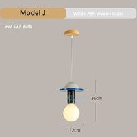 Suspension en bois moderne pour chambre nordique - Lustre en bois coloré avec LED pour décoration intérieure | Marco Lucetti J. / Lumière chaude