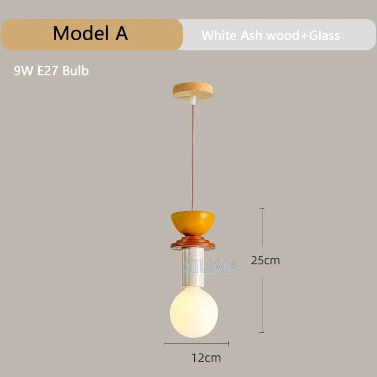 Suspension en bois moderne pour chambre nordique - Lustre en bois coloré avec LED pour décoration intérieure | Marco Lucetti UN / Lumière chaude