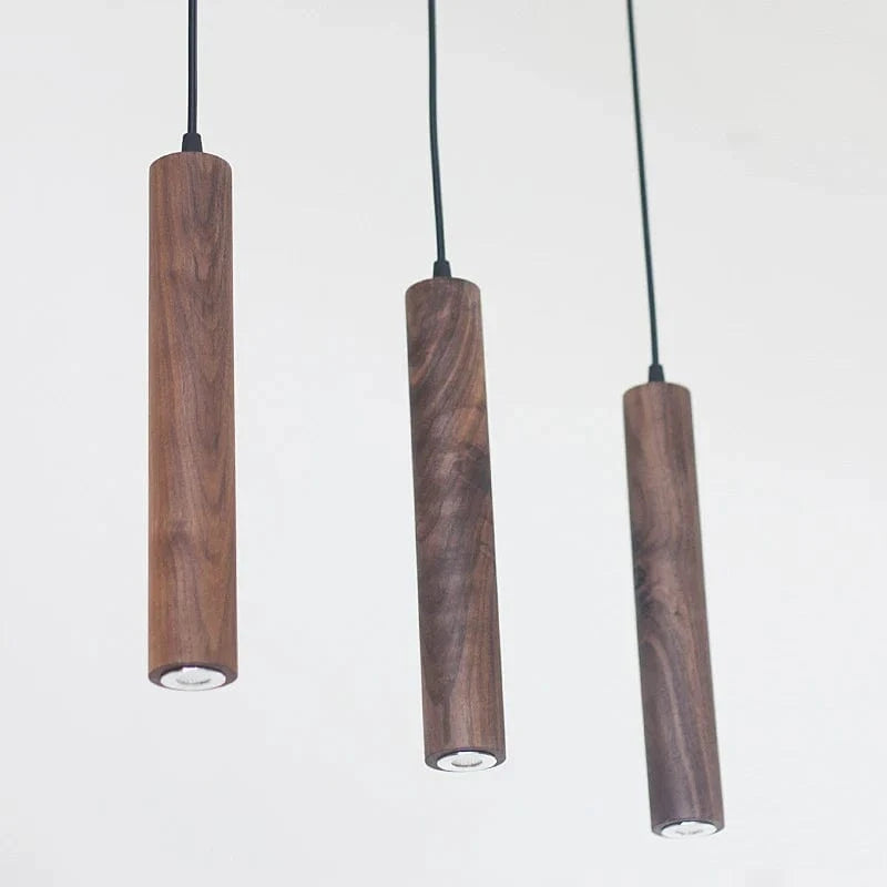 Suspension en bois modernes - Lampe suspendue en noyer et hêtre, éclairage LED design | Marco Lucetti