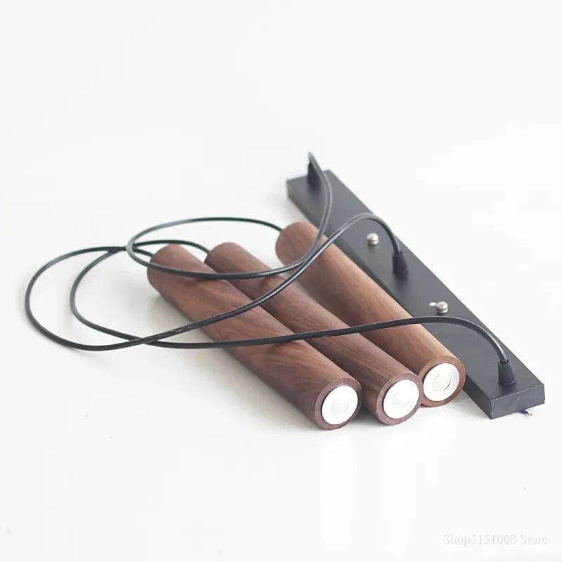 Suspension en bois modernes - Lampe suspendue en noyer et hêtre, éclairage LED design | Marco Lucetti Noyer noir 3 / Lumière chaude 3000K