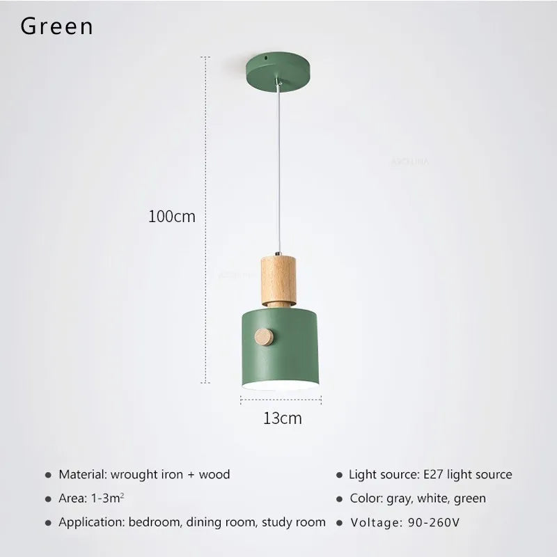 Suspension LED Nordique en Bois pour Intérieur - Lampe Décorative Macaron Luminaire Unique pour Salon, Salle à Manger et Chambre