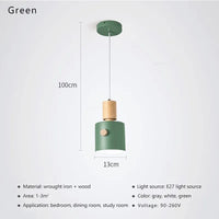 Suspension LED Nordique en Bois pour Intérieur - Lampe Décorative Macaron Luminaire Unique pour Salon, Salle à Manger et Chambre