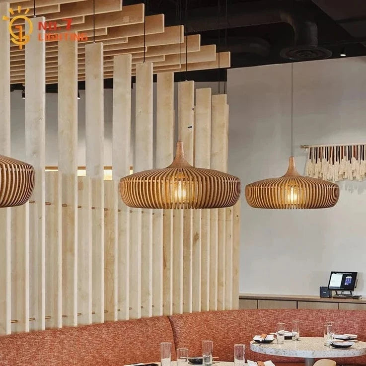 Suspension en bois pour restaurant japonais. | Marco Lucetti