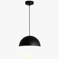 Suspension en boule de verre nordique noir avec lampes Led suspendues  | Marco Lucetti