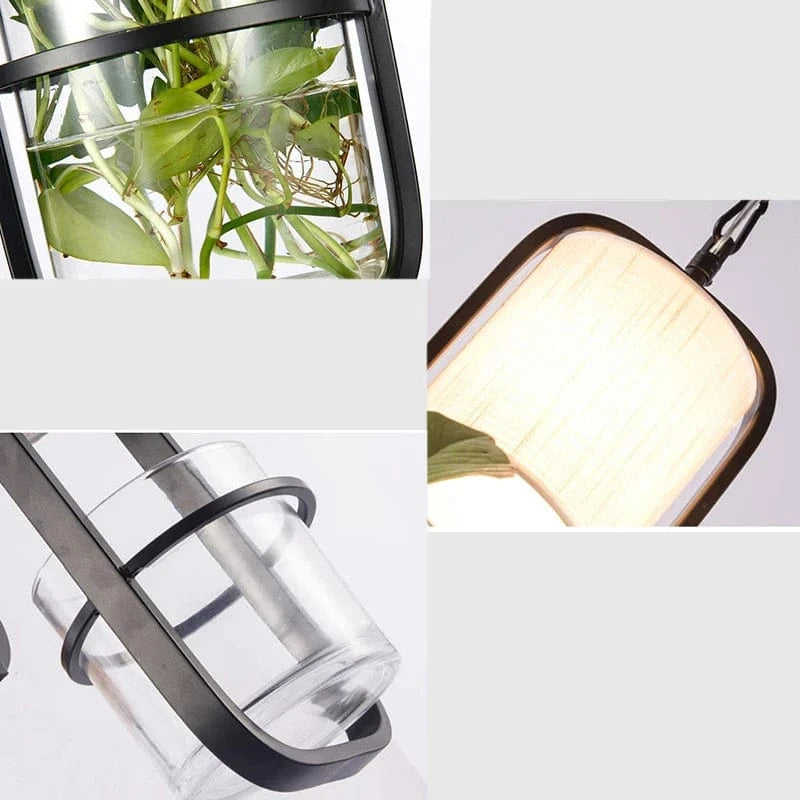 Suspension en cage contemporaine avec abat-jour en verre et fer | Marco Lucetti