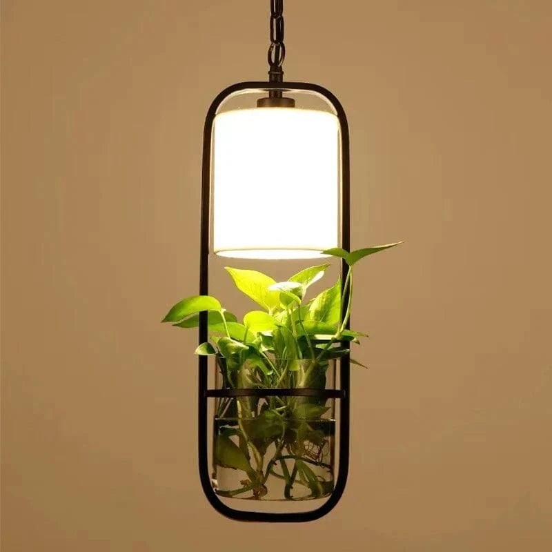 Suspension en cage contemporaine avec abat-jour en verre et fer | Marco Lucetti