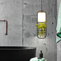 Suspension en cage contemporaine avec abat-jour en verre et fer | Marco Lucetti