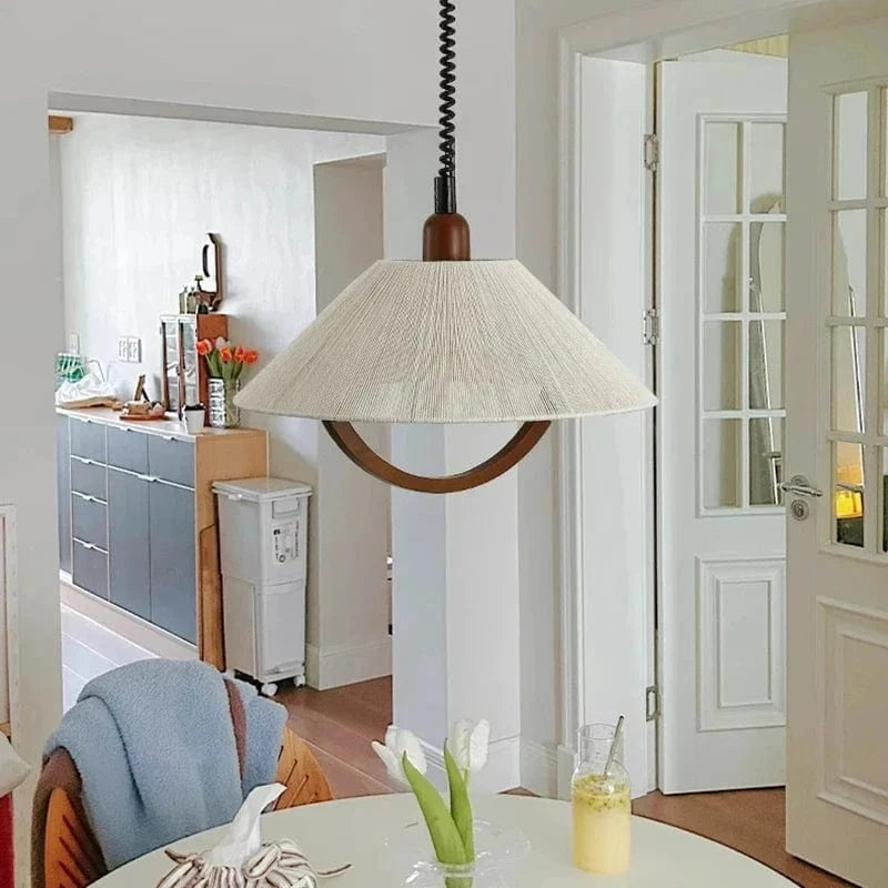 Suspension en corde de chanvre bois style moderne avec cordon ajustable | Marco Lucetti