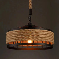 Suspension en corde de sisal LED E27 vintage, tissage de vigne | Marco Lucetti