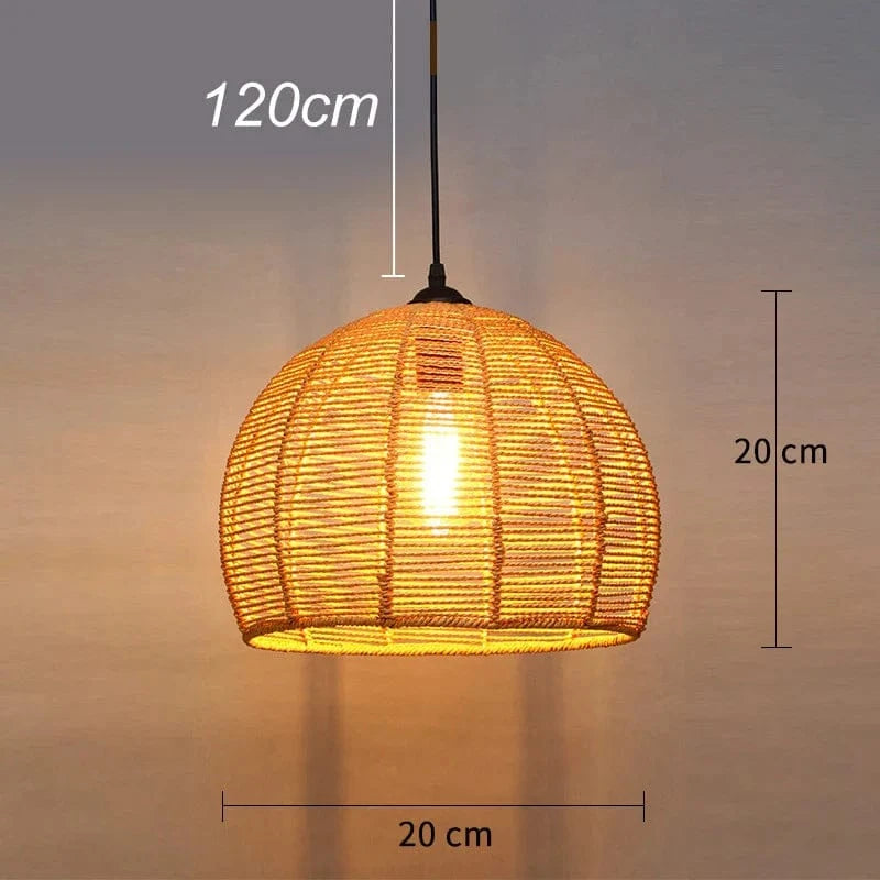 Suspension en corde de sisal LED E27 vintage, tissage de vigne | Marco Lucetti Boule de corde en sisal