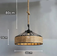 Suspension en corde de sisal LED E27 vintage, tissage de vigne | Marco Lucetti Corde en sisal 30cm