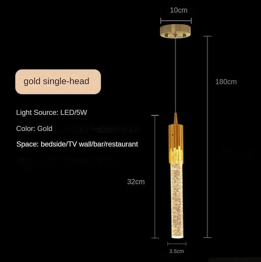 Suspension en cristal LED contemporaine | Marco Lucetti Tête unique en or / Blanc froid