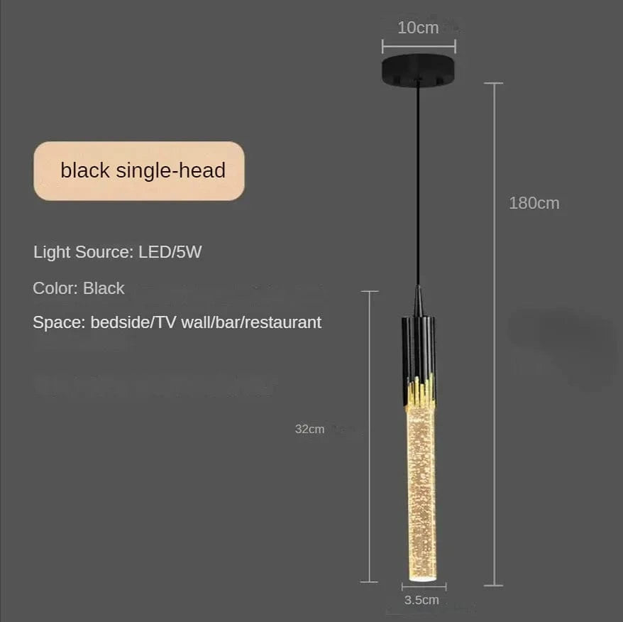 Suspension en cristal LED contemporaine | Marco Lucetti Tête unique noire / Blanc froid