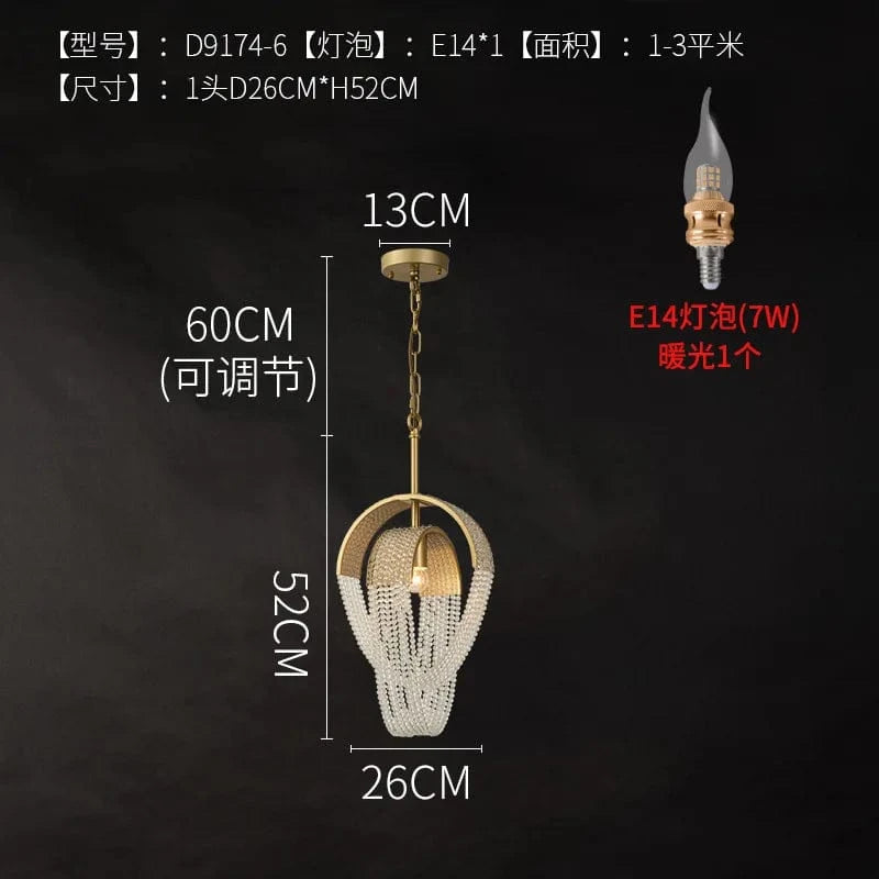 Suspension en cristal Luxe Moderne LED Décoratif | Marco Lucetti 1 tête D26CM / Blanc froid 6000K