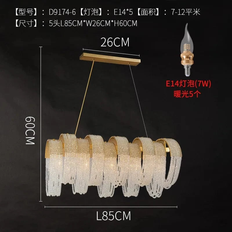 Suspension en cristal Luxe Moderne LED Décoratif | Marco Lucetti 5 têtes L85CM / Blanc froid 6000K