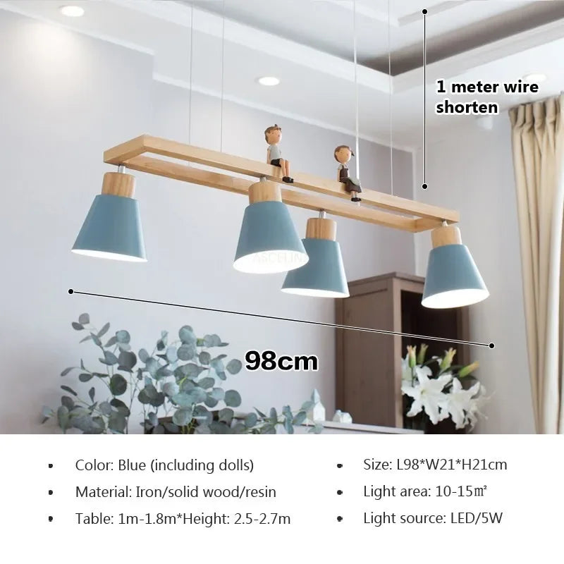 Suspension en fer nordique minimaliste en bois Macaron - Édition Scandinave