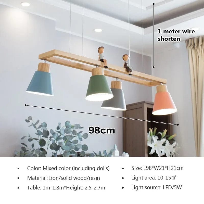 Suspension en fer nordique minimaliste en bois Macaron - Édition Scandinave | Marco Lucetti