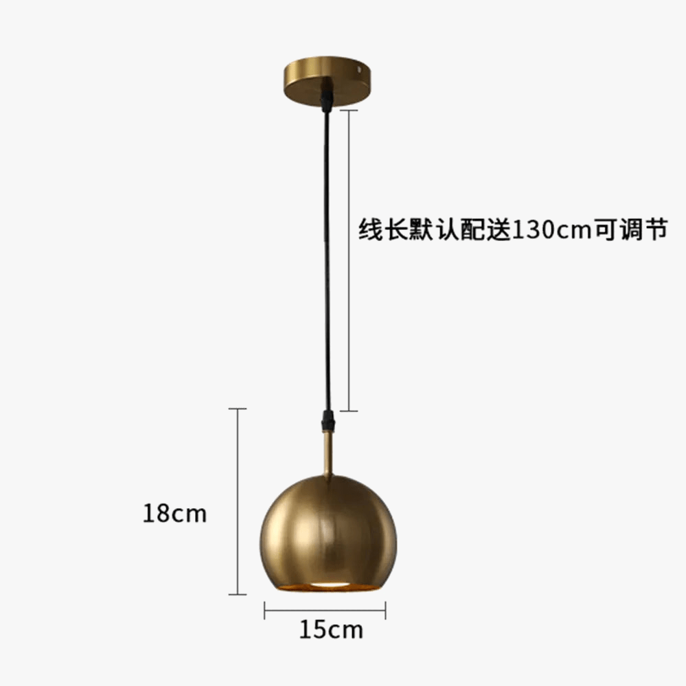 Suspension en laiton doré style américain LED pour éclairage intérieur de loft | Marco Lucetti