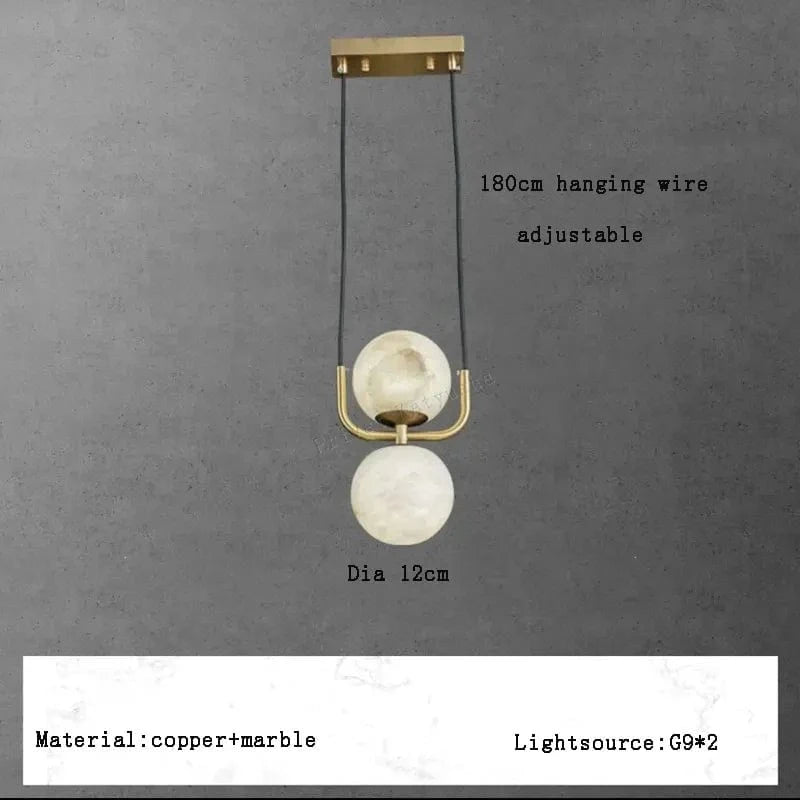 Suspension en marbre au design contemporain | Marco Lucetti Je / Lumière chaude