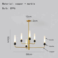 Suspension en marbre authentique | Marco Lucetti B-Or-6 Lumières / Blanc froid